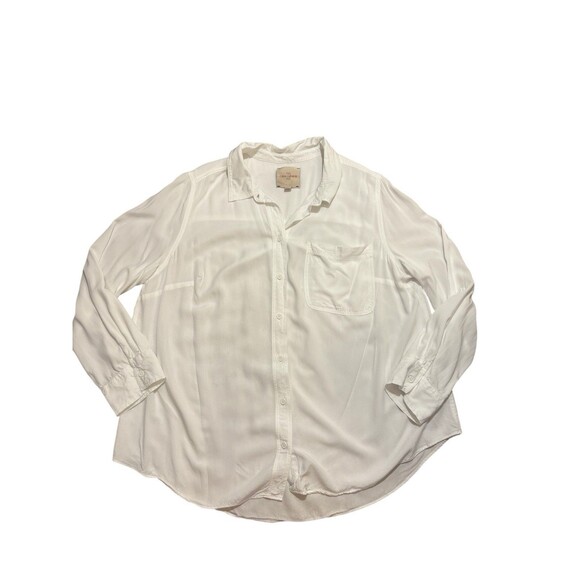 Casa Cabana Long Roll Tab Sleeves Women's 1X White Button Down 100% Rayon - Picture 14 of 16